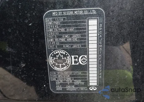 2019 Infiniti Qx50 Essential/Luxe/Pure from USA, damaged, VIN 3PCAJ5M31KF129744